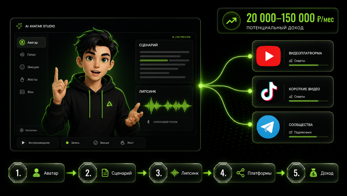ИИ-блогер: цифровой аватар создаёт контент для YouTube и Telegram