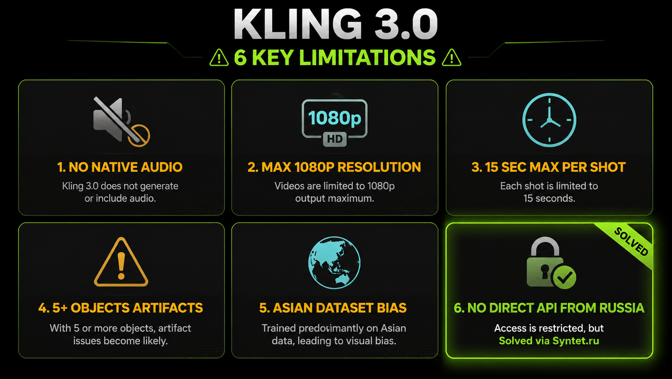 Ограничения Kling 3.0 — 6 ключевых моментов