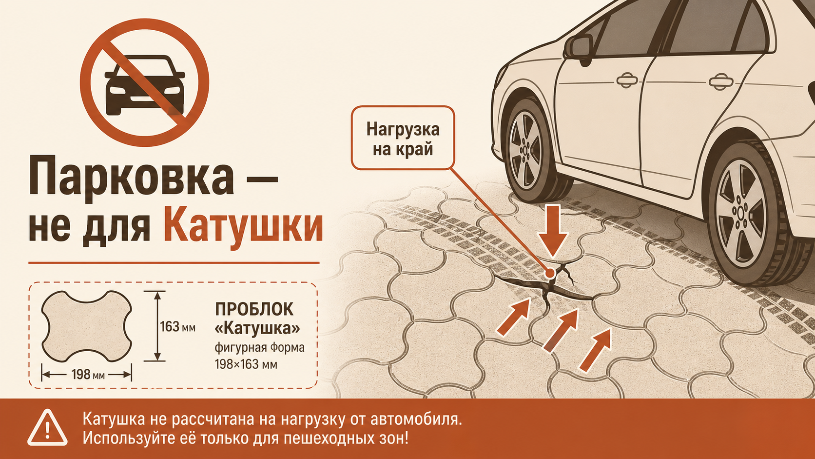 Где не стоит класть плитку Катушка - парковка и нагрузка на край
